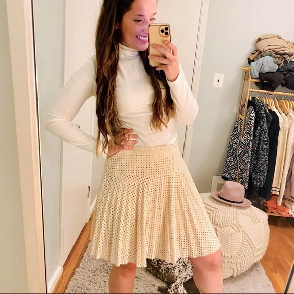 J. Crew Dresses & Skirts - J. Crew Pleated Cream Eyelet Skirt Size 10 Swing